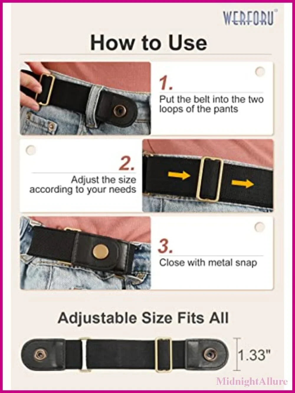 No Buckle Stretch Side Belt Elastic Adjustable Belt for Jeans Pants